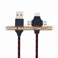 Wholesale Nylon Braided Alloy Micro Usb Cable,Universal Mobile Phone Type-C Usb Cable,Smart IC 3 In 1 Usb Data Cable