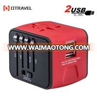 2018 New arrival Promotion gift 2 usb universal travel adapter multi-function socket travel plug adapter