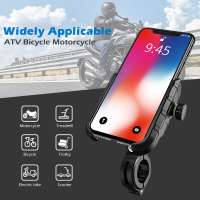 Motorcycle Phone Mount with Charger, Whole Aluminium Waterproof Motorcycle Phone Holder, QC 3.0 USB charger