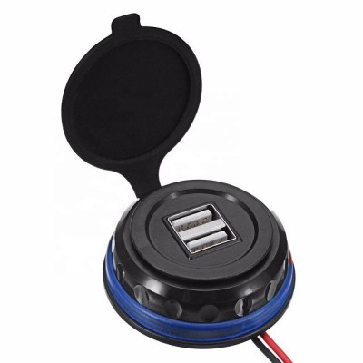 Flat Thin 24W Dual USB Car Charger with LED for Car Boat Marine ATV Bus Truck Golf Cart