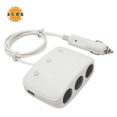 12/24V Multifunction Car Socket 2 USB Port Car Charge with 3-Socket Cigarette Lighter Splitter Adapter