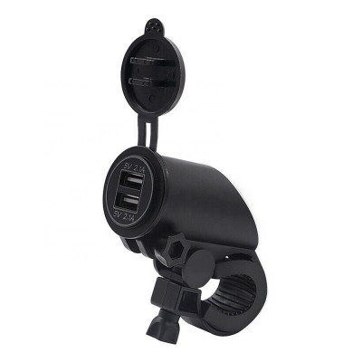 MX 5V Double 2.1A Output USB Twin Socket Charger with Motorbike Handlebar